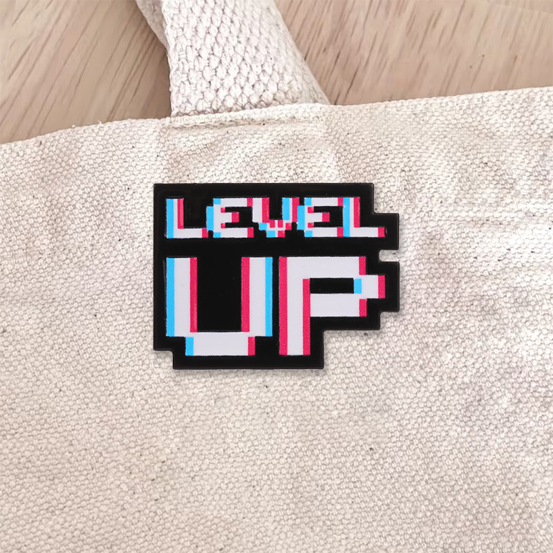 Retro Gaming Achievements - Level Up Pixel Art Glitch Effect