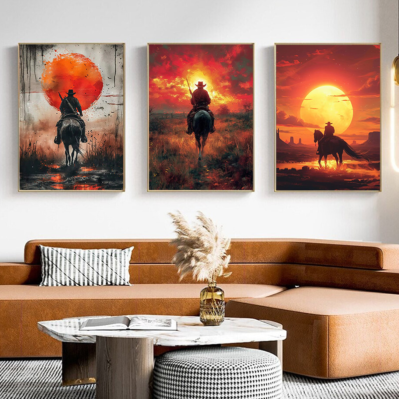 Retro Poster Gaming - Classic Retro Game Cowboy Character Red