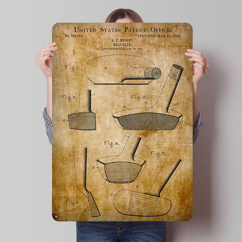 Retro Knight Gaming - Patent Drawing Knights Golf Club 1903