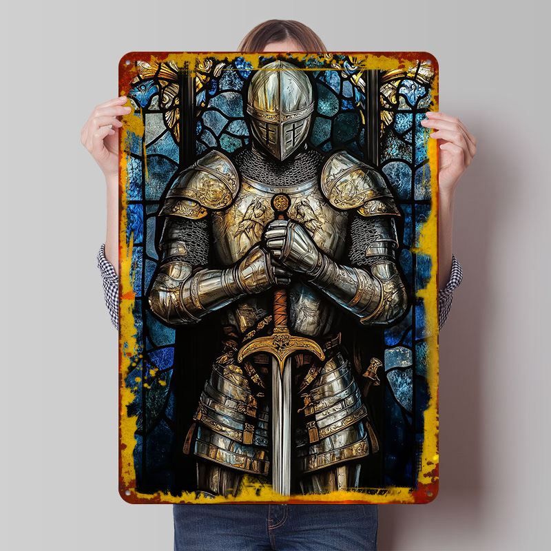Retro Knight Gaming - Knight in Shining Armor Tin Plaque