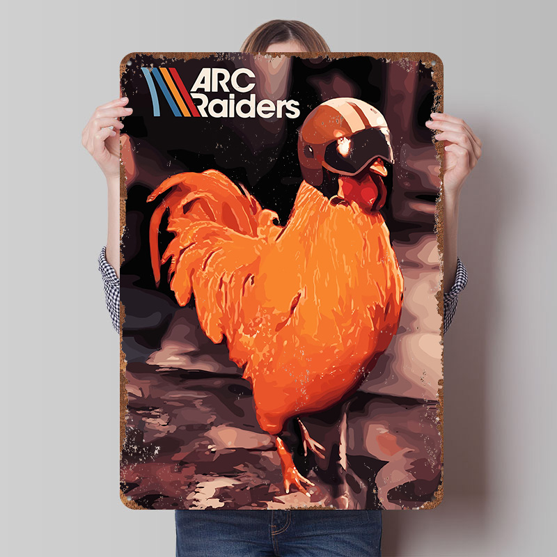 Retro Poster Gaming - Arc Raiders Chicken Helmet Poster Customized